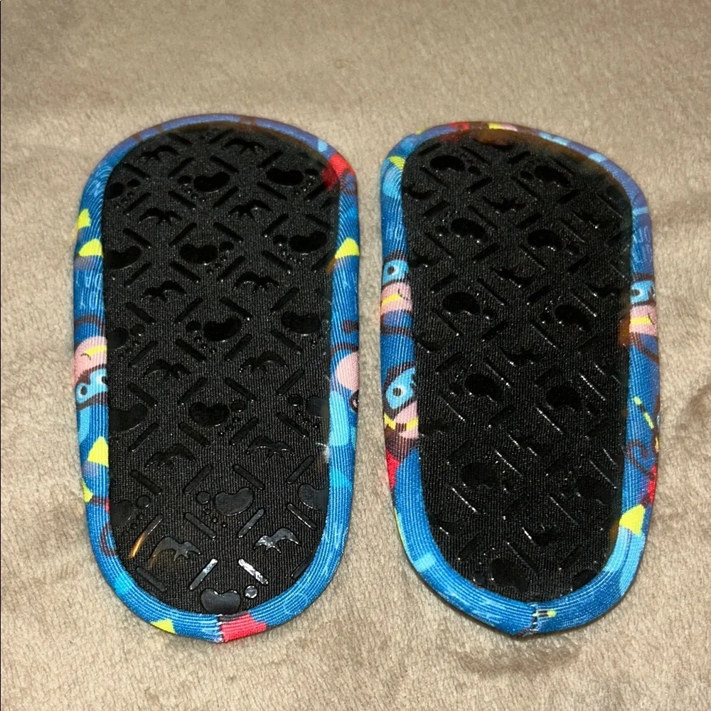 Kids Blue Cartoon Monkey Slippers [Grip Bottoms 2/3Y] - Picture 3 of 3